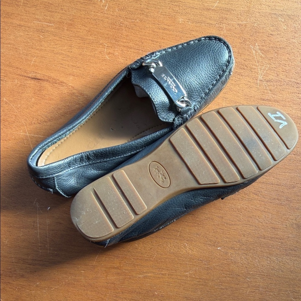 Coach Frederica Black Leather Driving Loafers - Picture 6 of 7